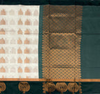 VSKC159 - white color body, bottle green color pallu , blouse.