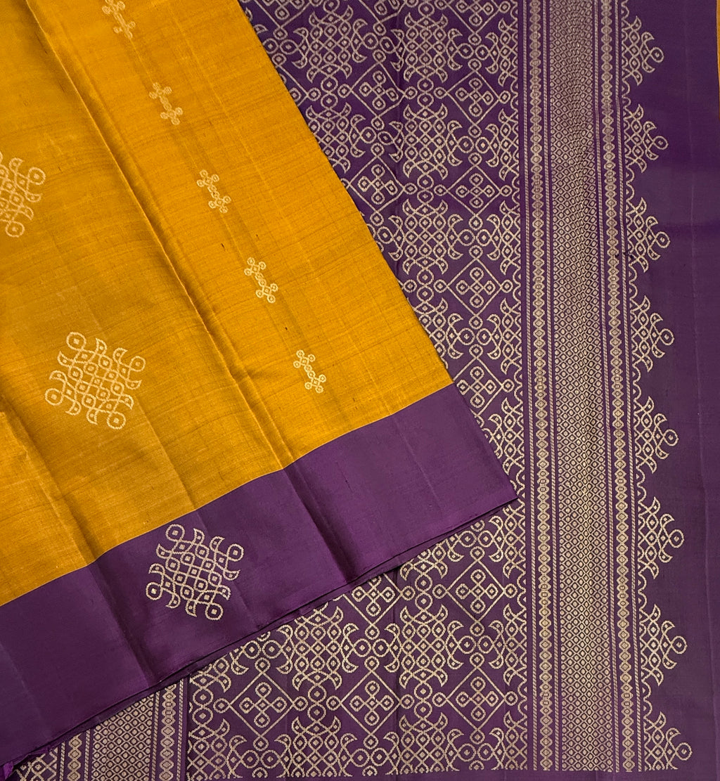 VSCB640 - honey brown color body , violet color pallu , blouse - Pure silk saree