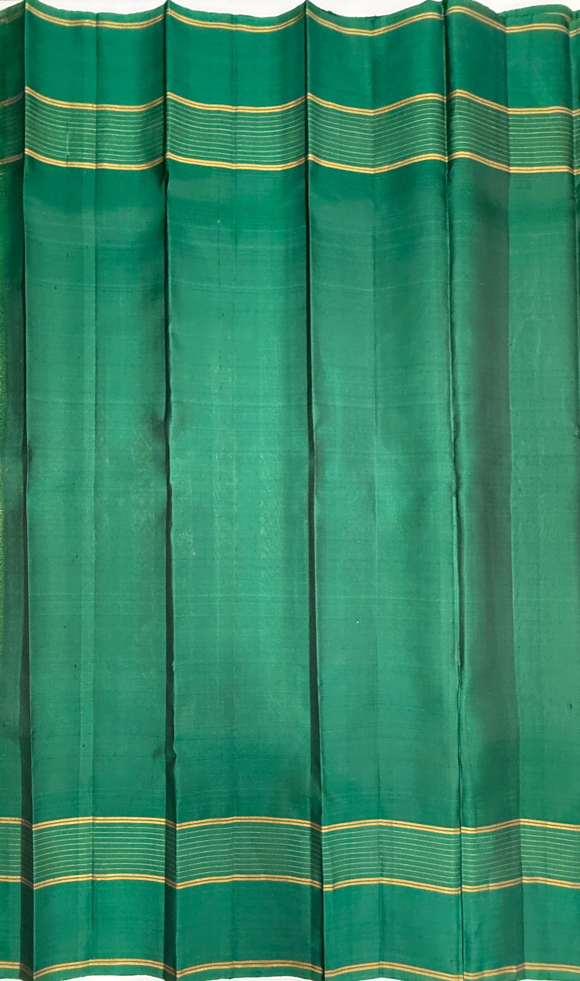 VSF1083 - sandal color body , peacock green color pallu,blouse - Pure silk saree