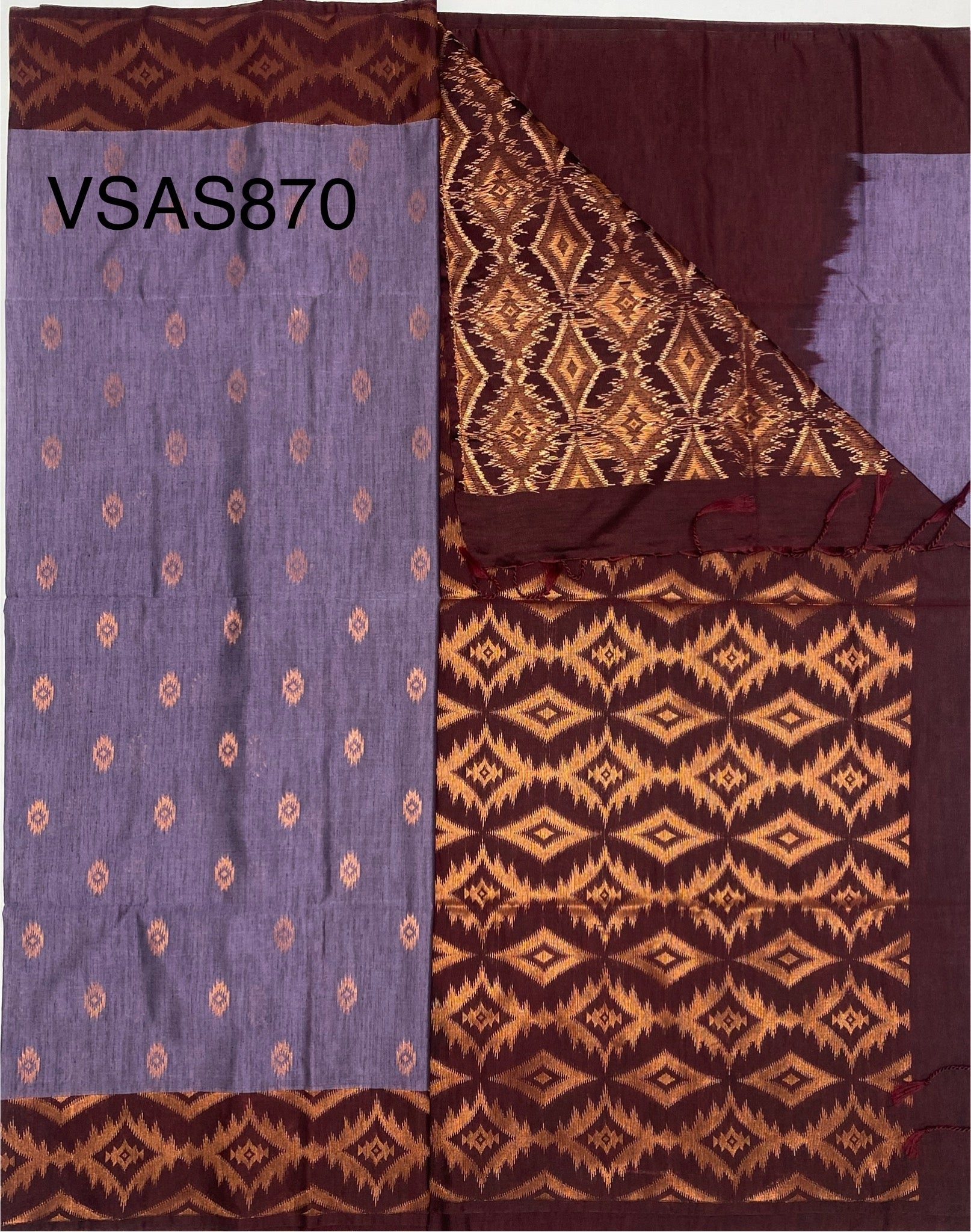VSAS870 - lavender color body , coffee brown color pallu , blouse.