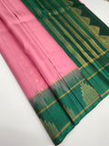 VSF1084 - baby pink color body , peacock green color pallu,blouse - Pure silk saree