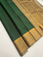 VSF1085 - green color body , beige color pallu,blouse - Pure silk saree