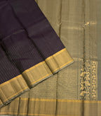 VSF1087 - dark purple color body , beige color pallu,blouse - Pure silk saree