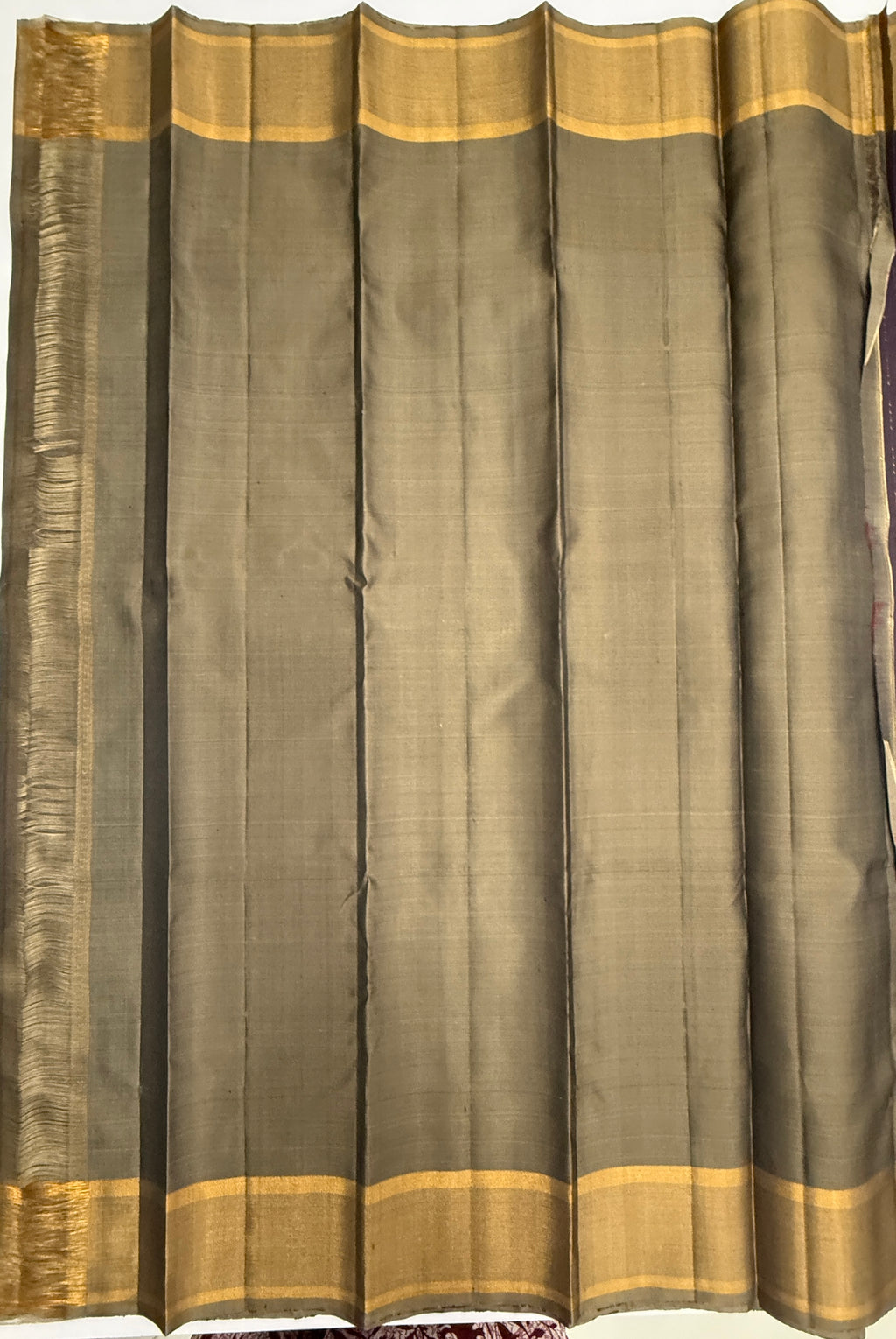 VSF1087 - dark purple color body , beige color pallu,blouse - Pure silk saree