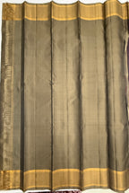 VSF1087 - dark purple color body , beige color pallu,blouse - Pure silk saree