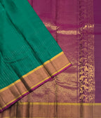 VSF1088 - peacock green color body , purple color pallu,blouse - Pure silk saree
