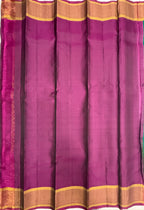 VSF1088 - peacock green color body , purple color pallu,blouse - Pure silk saree