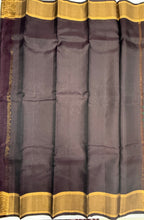 VSF1089 - honey brown color body , dark purple color pallu,blouse - Pure silk saree