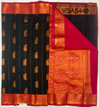 VSAS448 - black color body , rani pink color pallu , blouse.