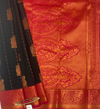 VSAS448 - black color body , rani pink color pallu , blouse.