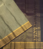 VSF1092 - grey color body , dark purple color pallu,blouse - Pure silk saree