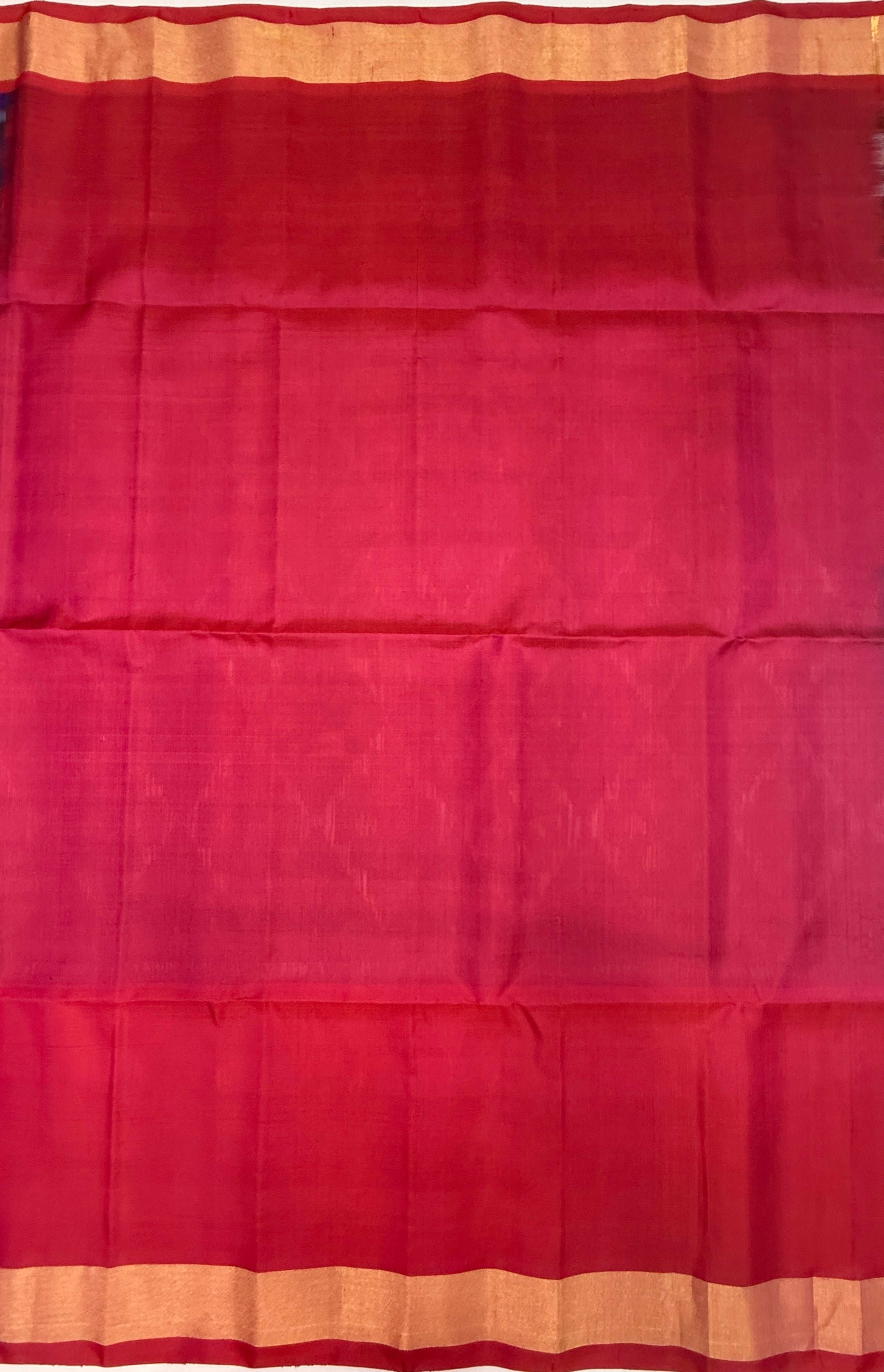 VSIS464 - navy blue color body , red with pink color pallu , blouse - Pure silk saree