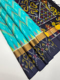 VSIS465 - sky blue color body , navy blue color pallu , blouse - Pure silk saree