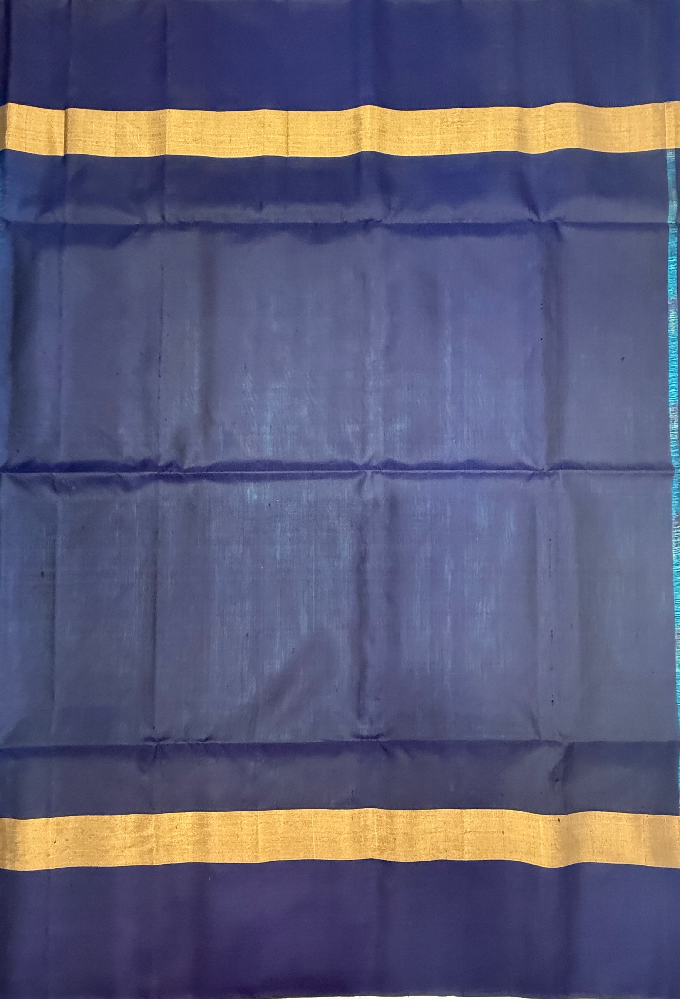 VSIS465 - sky blue color body , navy blue color pallu , blouse - Pure silk saree