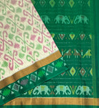 VSIS468 - half white color body , green color pallu , blouse - Pure silk saree