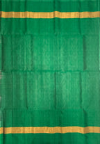 VSIS468 - half white color body , green color pallu , blouse - Pure silk saree