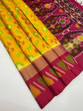 VSIS469 - yellow color body , red with pink color pallu , blouse - Pure silk saree