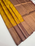 VSF1094 - mustard color body , onion pink color pallu,blouse - Pure silk saree