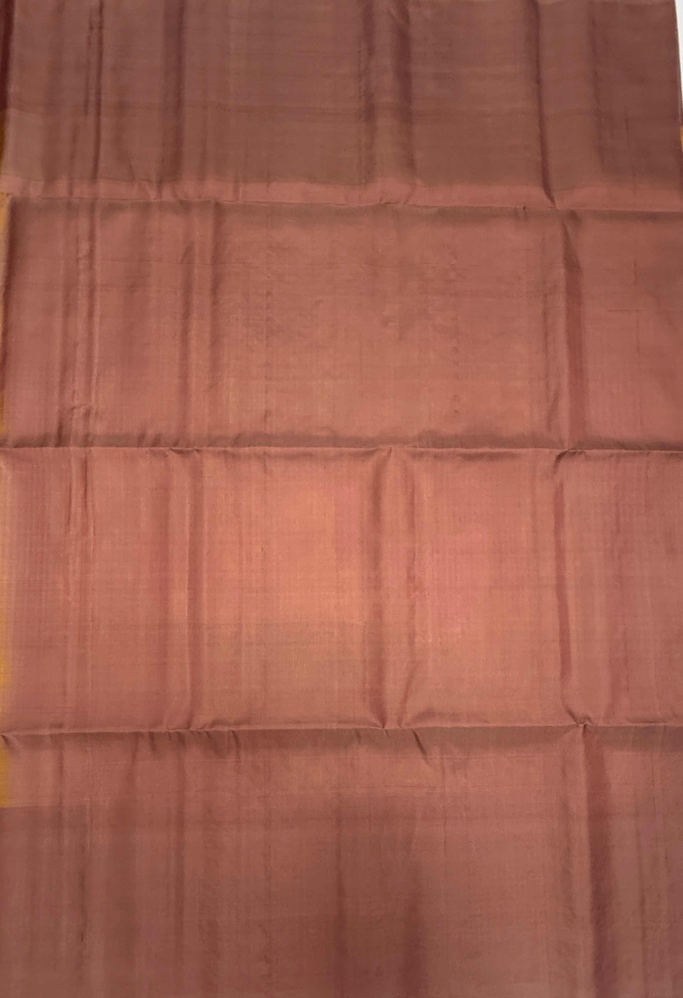 VSF1094 - mustard color body , onion pink color pallu,blouse - Pure silk saree