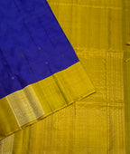 VSF1095 - ink blue color body , yellow with green color pallu,blouse - Pure silk saree