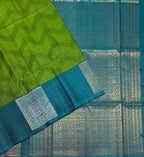 VSF1097 - olive green color body , peacock blue color pallu,blouse - Pure silk saree