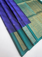 VSF1099 - ink blue color body , peacock blue color pallu,blouse - Pure silk saree