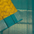 VSF1100 - mustard color body , peacock blue color pallu,blouse - Pure silk saree