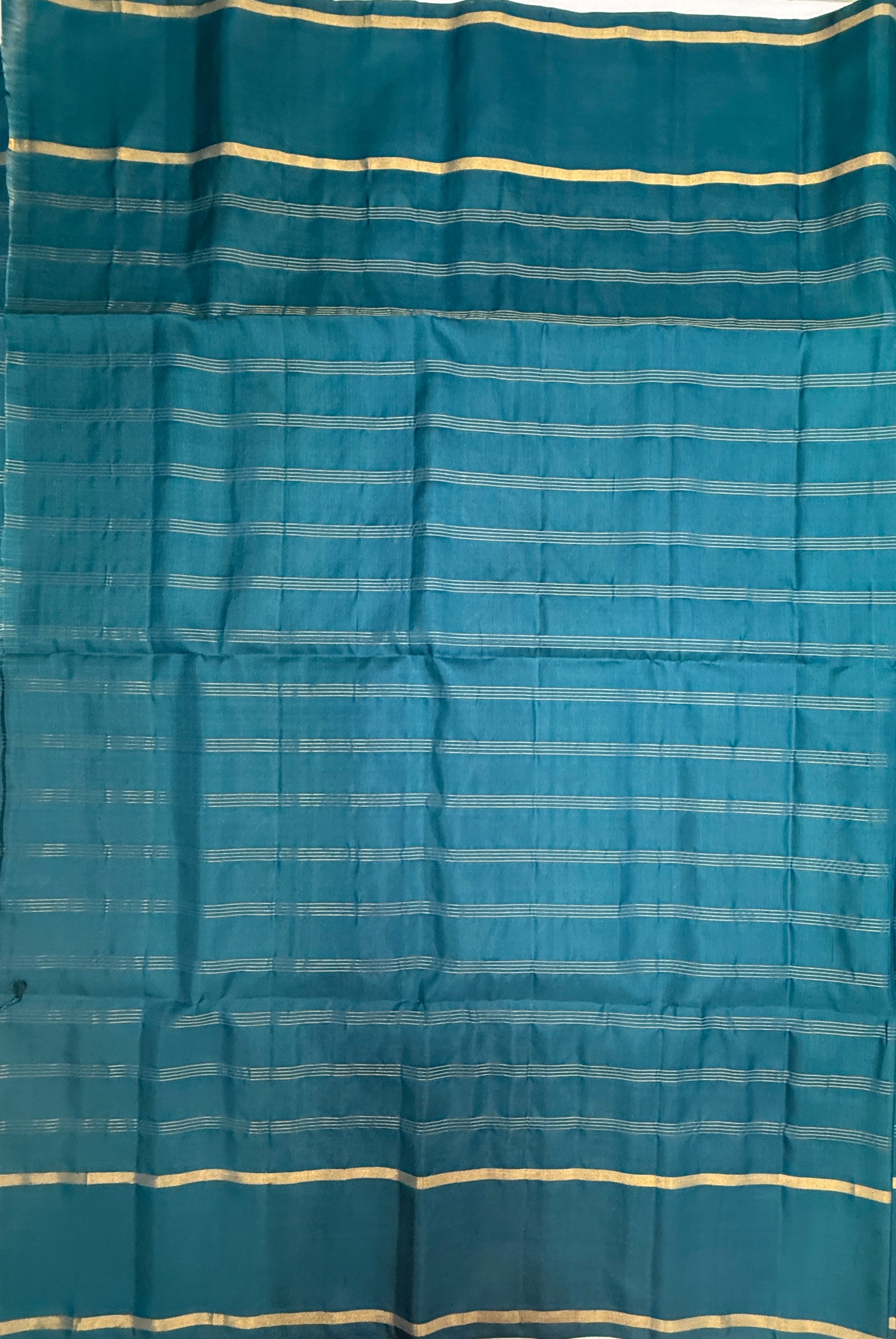 VSF1105 - peacock blue color body , color pallu,blouse - Pure silk saree