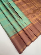 VSF1106 - pastel green color body , onion pink color pallu,blouse - Pure silk saree