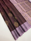 VSCB641 - dark purple color body , lavender color pallu , blouse - Pure silk saree
