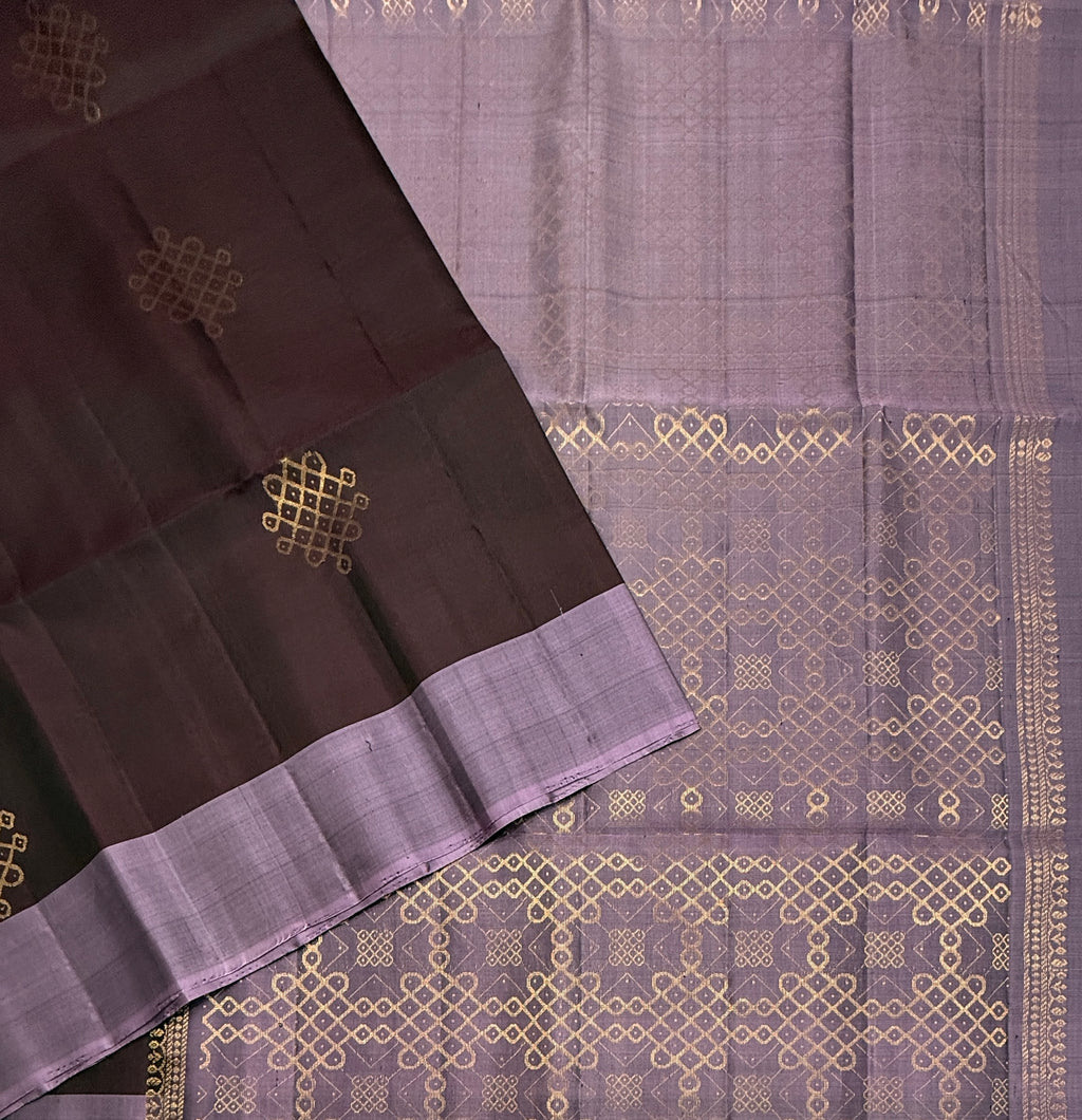 VSCB641 - dark purple color body , lavender color pallu , blouse - Pure silk saree