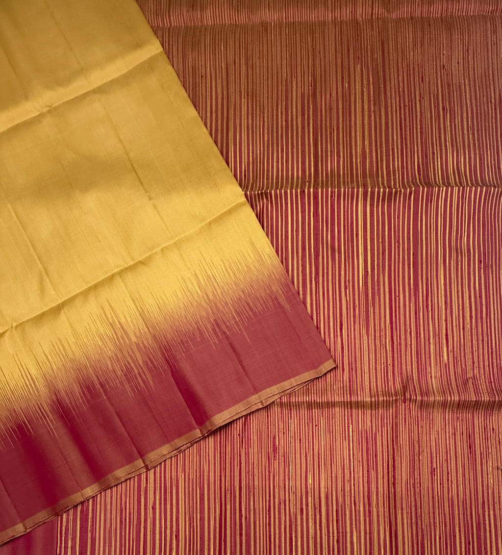 VSD154 -sandal color body , pink with sandal color pallu,blouse - Pure silk saree