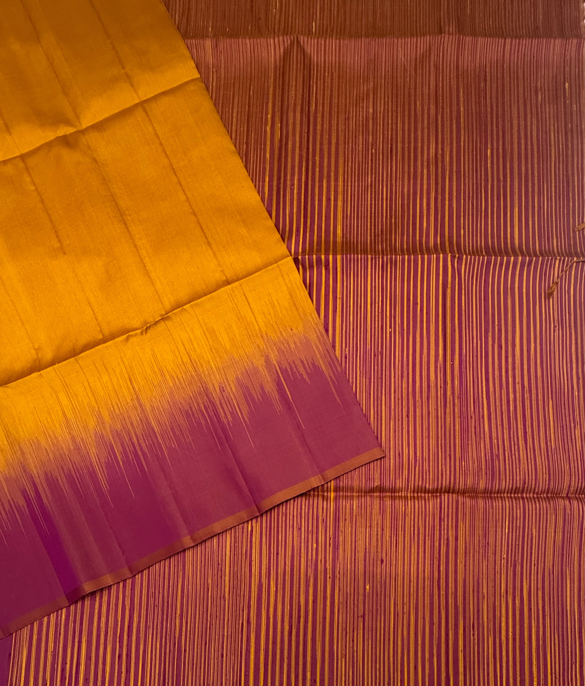 VSD157 - mustard color body , violet color pallu,blouse - Pure silk saree