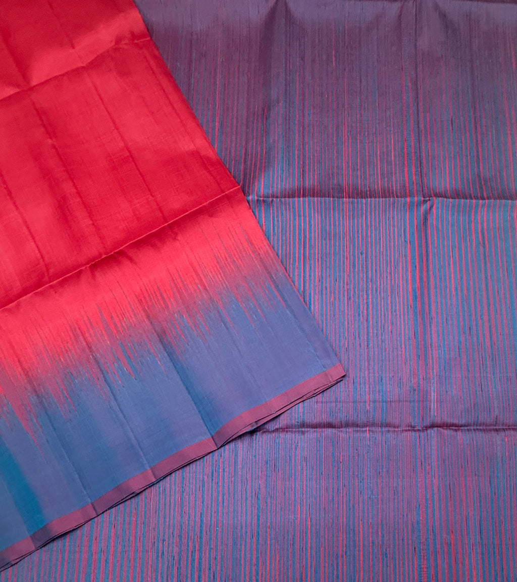 VSD158 - pink color body , dual blue color pallu,blouse - Pure silk saree