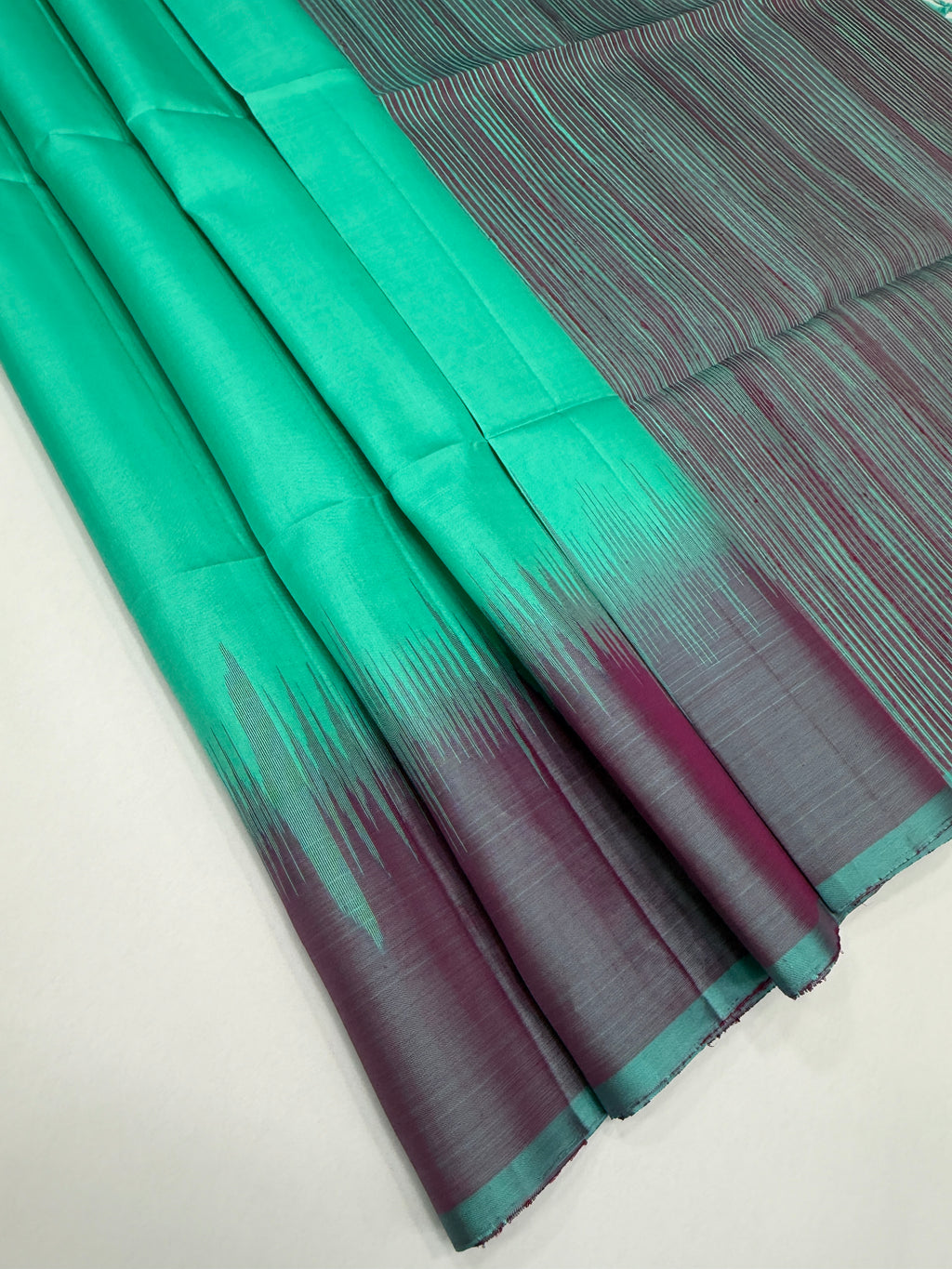 VSD162 - turquoise blue color body , pink with blue color pallu,blouse - Pure silk saree