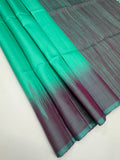 VSD162 - turquoise blue color body , pink with blue color pallu,blouse - Pure silk saree