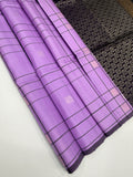 VSF1109 - lavender color body , dark purple color pallu,blouse - Pure silk saree