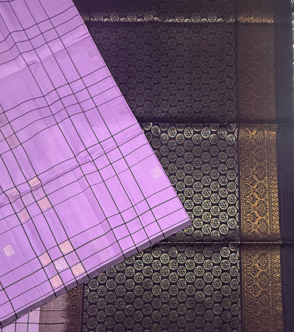 VSF1109 - lavender color body , dark purple color pallu,blouse - Pure silk saree