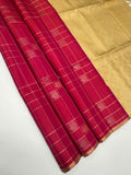VSF1110 - daark pink color body , sandal color pallu,blouse - Pure silk saree