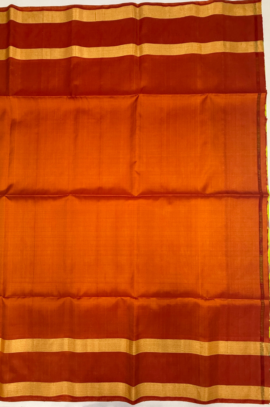 VSIS471 - radium green color body , orange color pallu , blouse - Pure silk saree