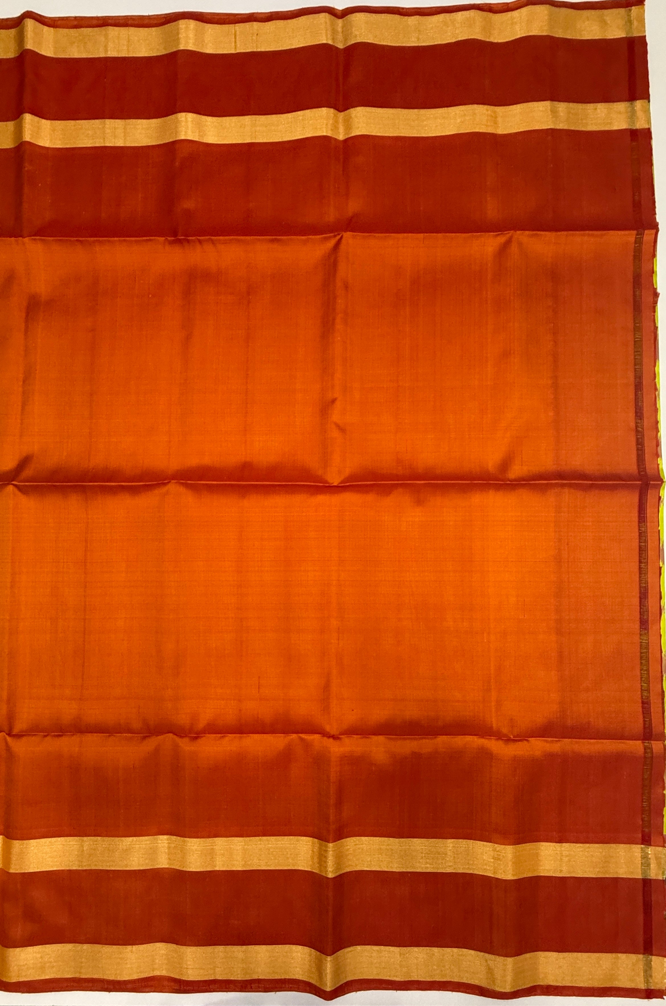 VSIS471 - radium green color body , orange color pallu , blouse - Pure silk saree