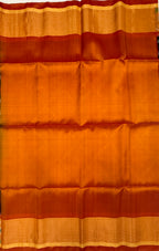 VSIS472 - black color body , orange color pallu , blouse - Pure silk saree