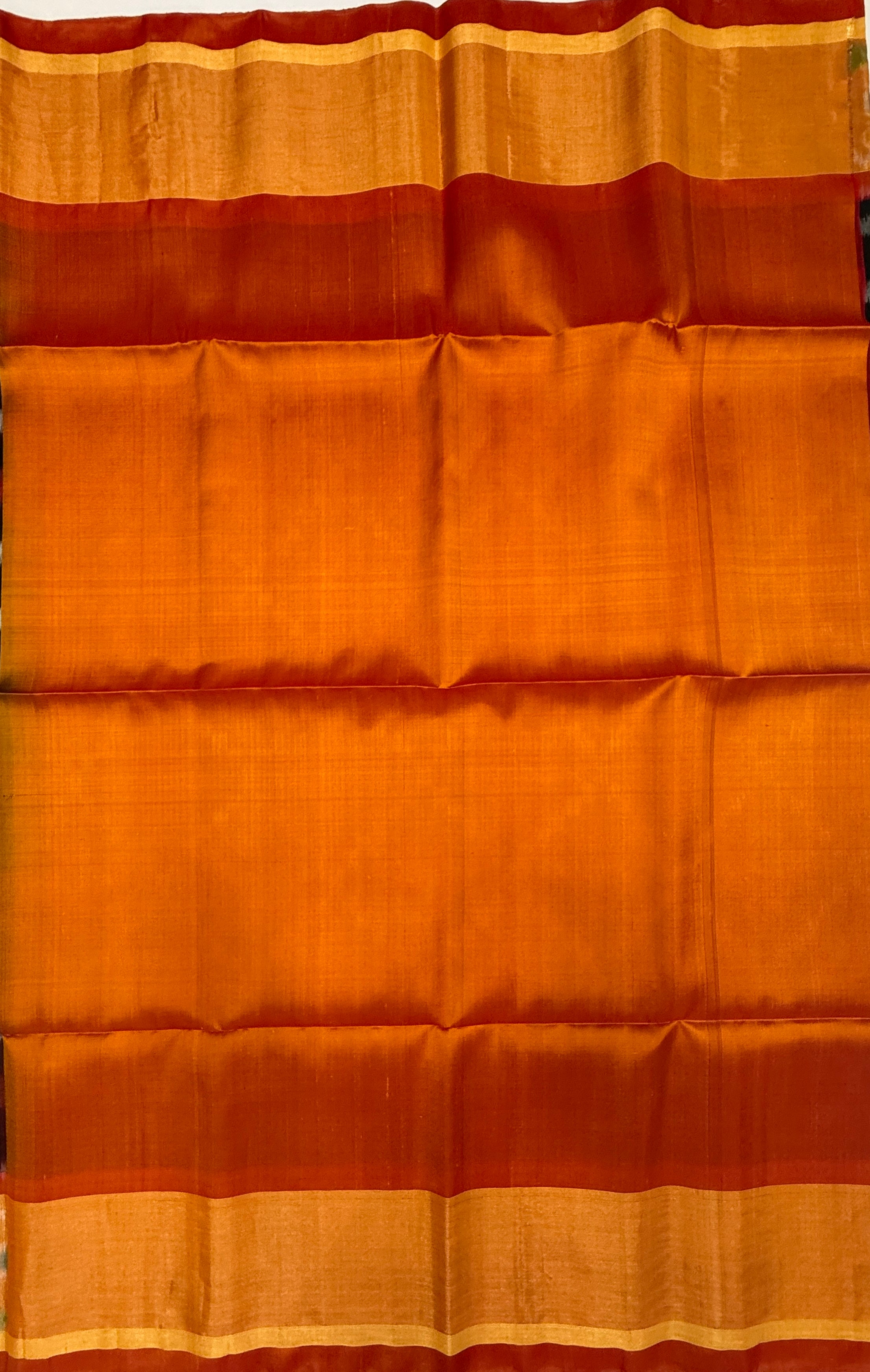 VSIS472 - black color body , orange color pallu , blouse - Pure silk saree