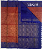 VSA245 - maroon color body & dark ink blue color pallu , blouse pure silk saree