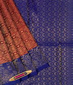 VSA245 - maroon color body & dark ink blue color pallu , blouse pure silk saree