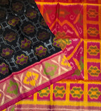 VSIS473 - black color body , pink color pallu , blouse - Pure silk saree