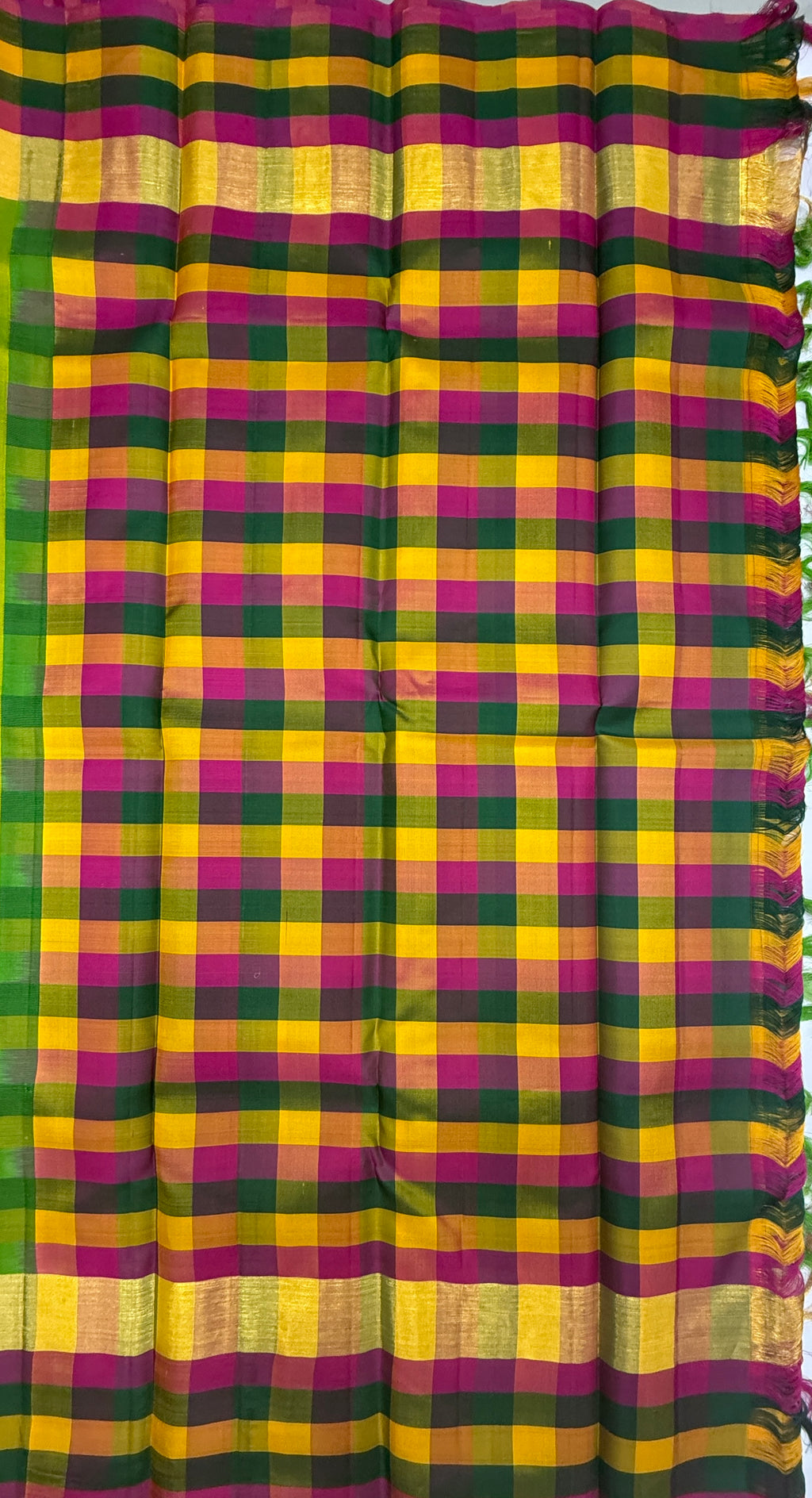 VSPP5 - dual green color body , multicolor pallu,blouse - Pure silk saree