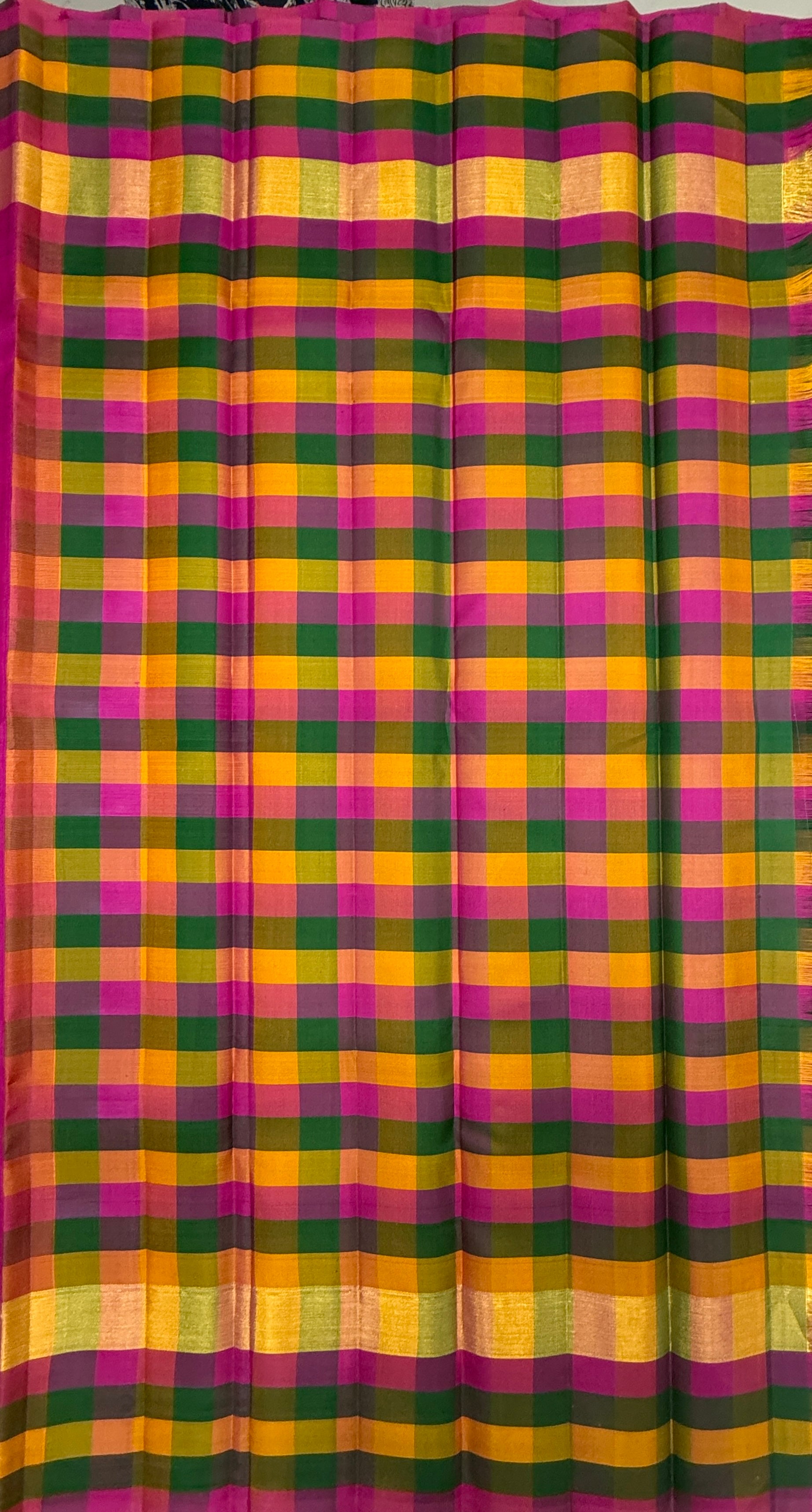VSPP6 - rani pink color body , multicolor pallu,blouse - Pure silk saree