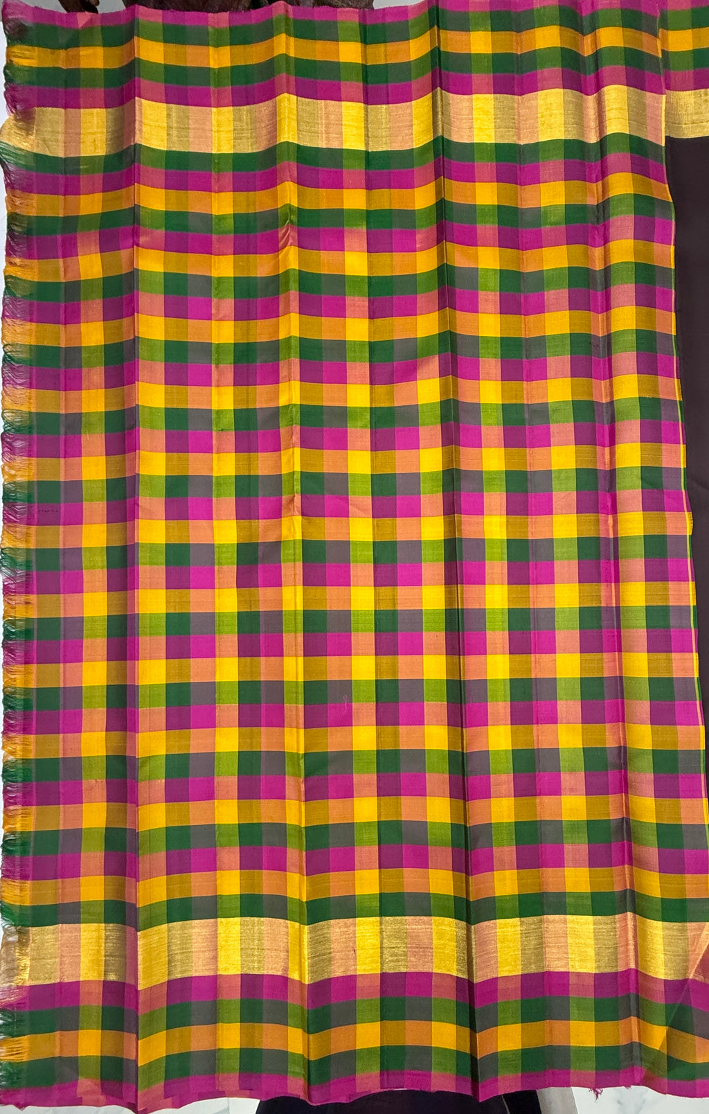 VSPP8 - coffee brown color body , multicolor pallu,blouse - Pure silk saree