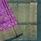 VSA72 - purple color body & bottle green color pallu , blouse pure silk saree